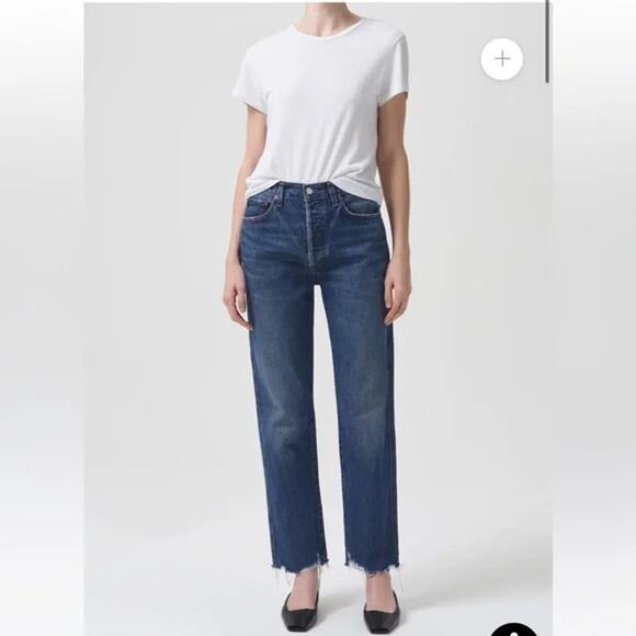 AGOLDE Jamie High Rise Classic Jeans Raw Hem - Picture 1 of 10